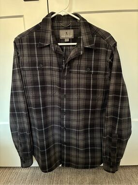 Royal Robbins Men’s Gray and Black Plaid Button-Up Shirt